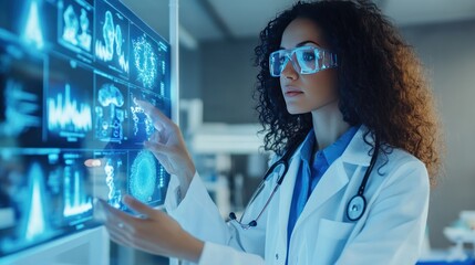 Female doctor explaining a quantum medicine treatment to a patient,