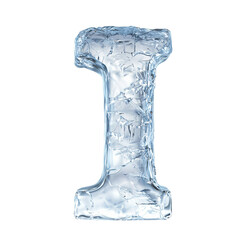 letter I in the shape of ice, ice typography letter font illustration isolated on white & transparent a background.