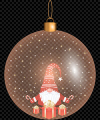 Christmas decorations ball. Set of glass Christmas tree balls on transparent background. Vector graphics of Christmas tree toys on black background. snowflakes in ball.