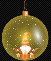 Christmas decorations ball. Set of glass Christmas tree balls on transparent background. Vector graphics of Christmas tree toys on black background. snowflakes in ball.