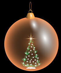 Christmas decorations ball. Set of glass Christmas tree balls on transparent background. Vector graphics of Christmas tree toys on black background. snowflakes in ball.