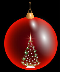 Christmas decorations ball. Set of glass Christmas tree balls on transparent background. Vector graphics of Christmas tree toys on black background. snowflakes in ball.