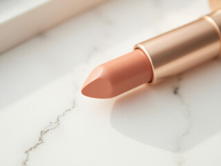 Elegant Gold Lipstick on Marble Surface