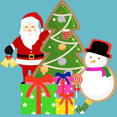 santa claus and snowman whit Chrismas day.