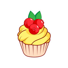 A cute cupcake with cranberries.