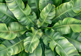 Fresh Green Banana Leaf abstract background realistic bananas leaf wallpaper