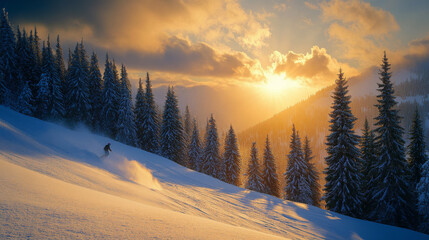 A skier sliding on the snow