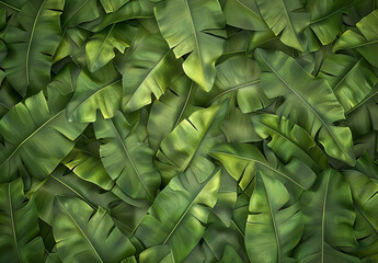 Fresh Green Banana Leaf abstract background realistic bananas leaf wallpaper