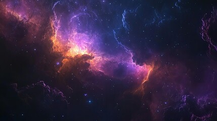 Naklejka premium A wide view of a starry night sky filled with colorful nebulas and swirling gases, representing the vastness and wonder of space in deep space exploration