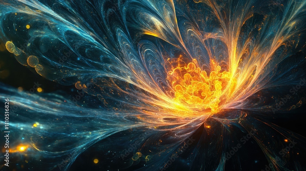 Poster an abstract ai-generated image of a glowing neural network on a dark futuristic background.