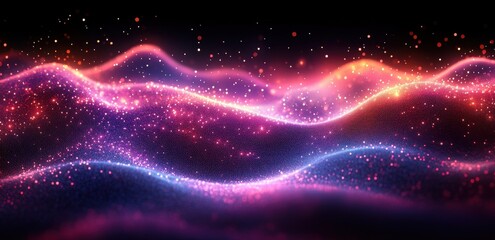 A colorful wave of light with blue, red and pink colors