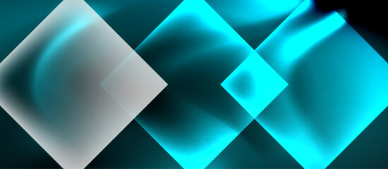 Obraz premium Dark neon colors with glass square shapes