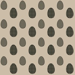 Spring pattern featuring Easter eggs with unique dots on a soft, light background