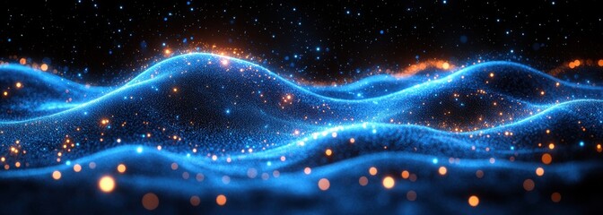 A colorful wave of light with blue, red and pink colors