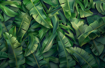 Fresh Green Banana Leaf abstract background realistic bananas leaf wallpaper