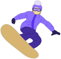 skier on a snowboard