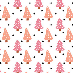 Vector seamless pattern with hand drawn Christmas trees	
