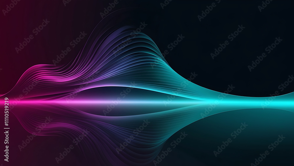 Poster technological background, digital wave pattern with vibrant gradient colors, copy space, flowing lin