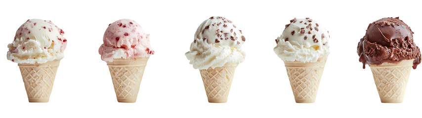 Watercolor ice-creams with wafer