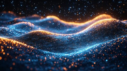 Dreamlike Scene of Flowing Hills and Sparkling Lights