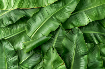 Fresh Green Banana Leaf abstract background realistic bananas leaf wallpaper
