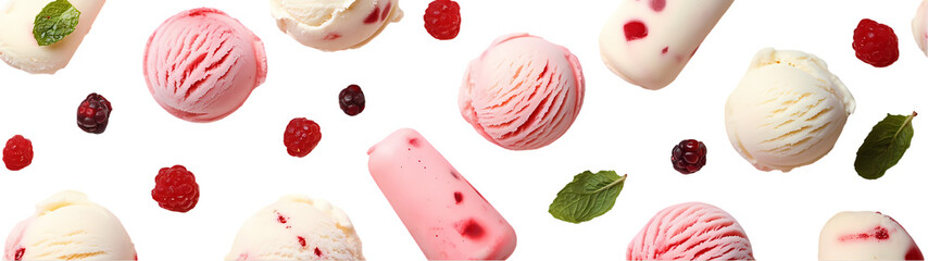 Watercolor ice-creams with wafer
