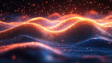 Obraz premium Luminous Abstract Hills with Glowing Blue Highlights