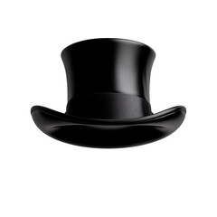 A black formal top magic hat isolated on a transparent background