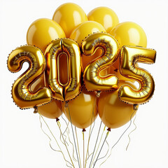 new year party flyer with gold numbers, clock and confetti. 2025 new year,Happy New 2025 Year. Hanging White numbers 2025 with shining snowflake