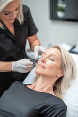 Obraz premium A woman is getting a facial treatment