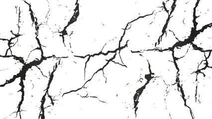 Crack texture lines isolated on transparent background. Vector grunge style cracked texture with cracked pattern for abstract background.