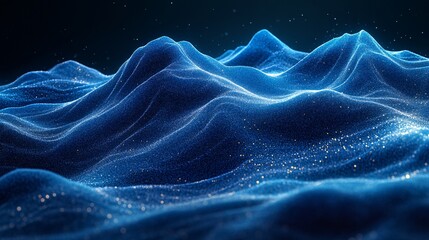 Obraz premium Luminous Flowing Blue Hills in a Glowing Landscape