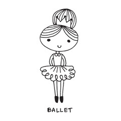 Cute girl doodle cartoon character hand drawing isolated