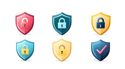 Security shield sign vector illustration, Lock security icon, Set of security shield icons, securityshields symbols with check mark and padlock, Shield security icon, Safety, protection sign