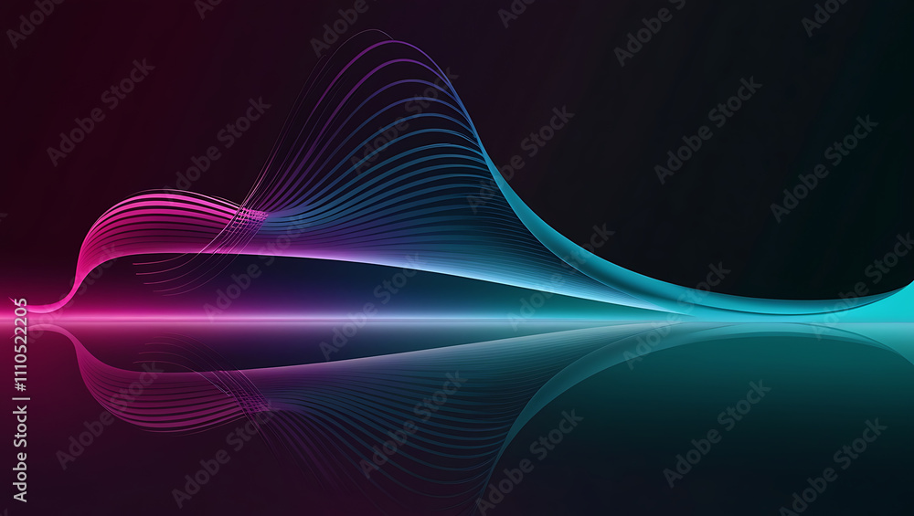 Poster technological background, digital wave pattern with vibrant gradient colors, copy space, flowing lin