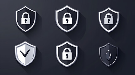 Security shield sign vector illustration, Lock security icon, Set of security shield icons, securityshields symbols with check mark and padlock, Shield security icon, Safety, protection sign