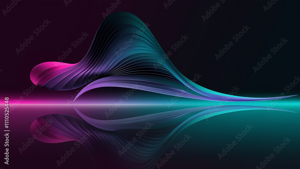 Poster technological background, digital wave pattern with vibrant gradient colors, copy space, flowing lin