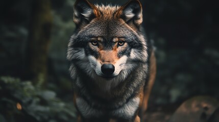 Fototapeta premium A wolf in the forest.