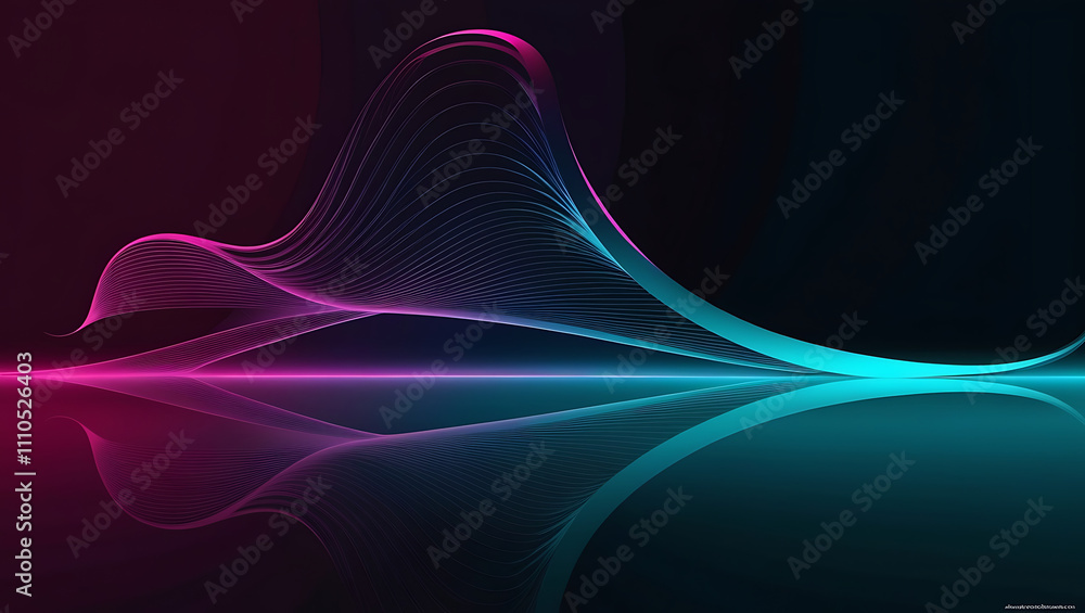 Poster technological background, digital wave pattern with vibrant gradient colors, copy space, flowing lin
