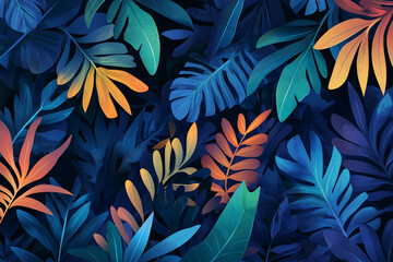 Summer vibe vector template design, with tropical elements of leaves for a holiday vibe, Vector illustration, space for text