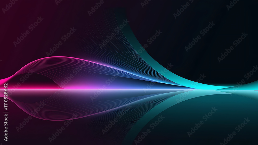 Poster technological background, digital wave pattern with vibrant gradient colors, copy space, flowing lin