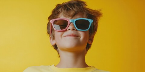 Fototapeta premium Youthful Smiling Boy with Colorful Sunglasses