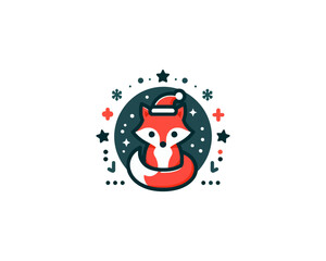 Santa Claus with Christmas fox logo