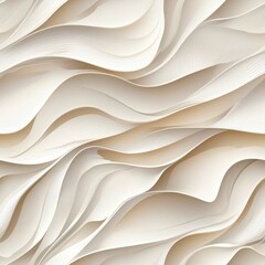 abstract wave design, pearlescent white curves, gentle beige swirls, seamless flowing pattern, elegant feathered motifs, organic movement, soft undulating lines, peaceful rhythmic texture, minimalist