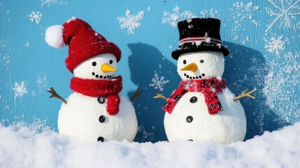 Obraz premium Diverse Snowmen Set: Christmas & New Year Vector Illustrations