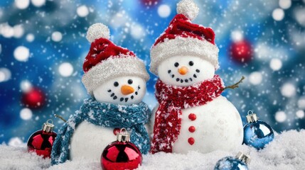 Obraz premium Diverse Snowmen Set: Christmas & New Year Vector Illustrations