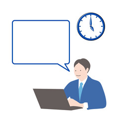 PC作業をしている会社員と吹き出し３(PM５)
