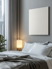 Modern Hotel Room Interior with Abstract Art on Wall