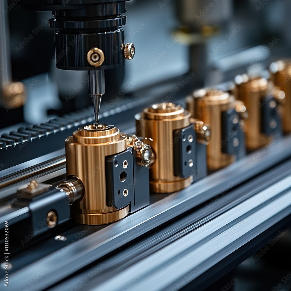 Poster industrial automation process manufacturing facility image high-tech environment close-up view preci