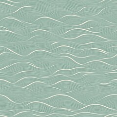 endless ocean waves pattern, serene aqua marine background, simple white curved lines, tranquil water surface texture, seamless geometric flow, minimal wave art, clean vector design, soft undulating